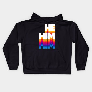 He/Him Pronouns / Retro Faded Design Kids Hoodie